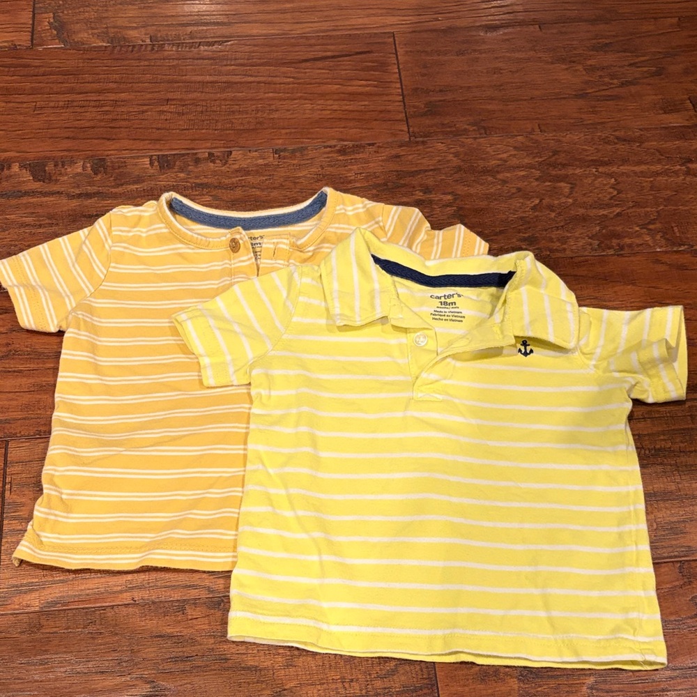 Carter's Yellow and White Striped Polo Shirts